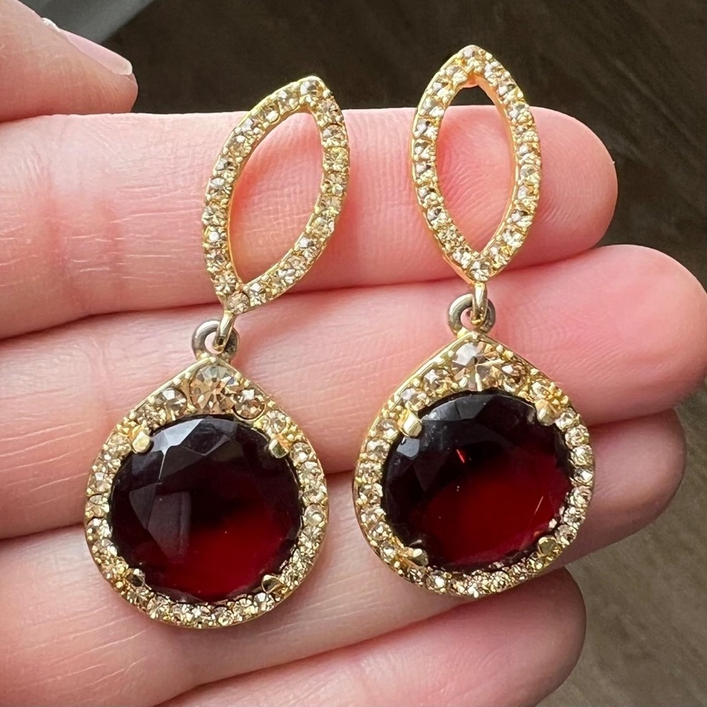 Amber Color Gold Plated Drop Earrings New without tags